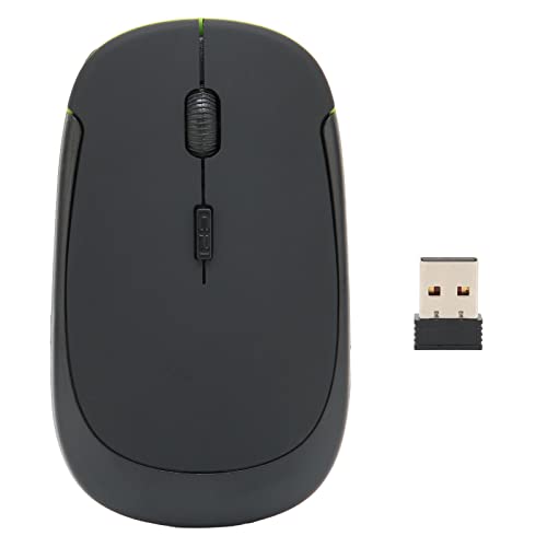 Heayzoki Kabellose Maus für Laptop, 2,4 G USB Schnurlose Mäuse, 3-stufig Einstellbare DPI, Ergonomisches Tragbares Design, Genaues Tracking, Ultradünne Optische Maus (Grün/Schwarz)(Schwarz) von Heayzoki