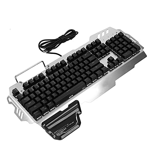 Heayzoki Mechanische Gaming-Tastatur, 104 Tasten Kabelgebundene Tastatur, USB-Aluminiumlegierung ABS-Computerzubehör für PC-Spieler-Büros.(Grüne Achse RGB bunt) von Heayzoki