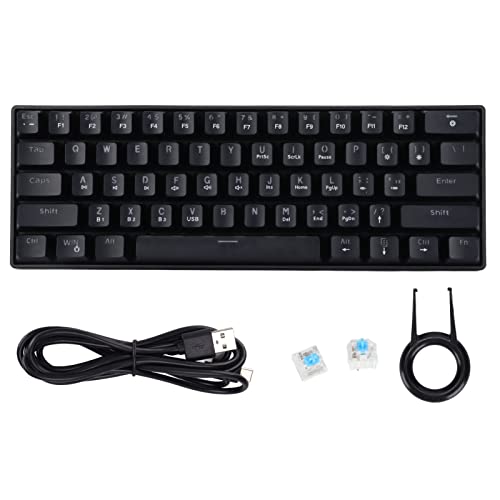 Heayzoki Mechanische Tastatur,61 Tasten Dual-Modus-Gaming-Universal-Computerzubehör mit Farbhintergrundbeleuchtung,Gaming-Tastaturen für PC-Spieler-Computer-Desktop (Schwarz) von Heayzoki