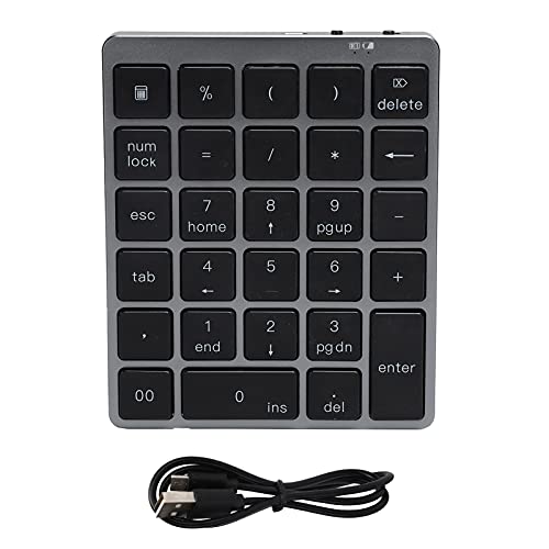 Heayzoki Numerische Tastatur, Bluetooth 3.0 Wireless Mechanische Numerische Tastatur Notebook Desktop-Computer-Zubehör, für Laptop Desktop, PC, Notebook (Schwarz) von Heayzoki