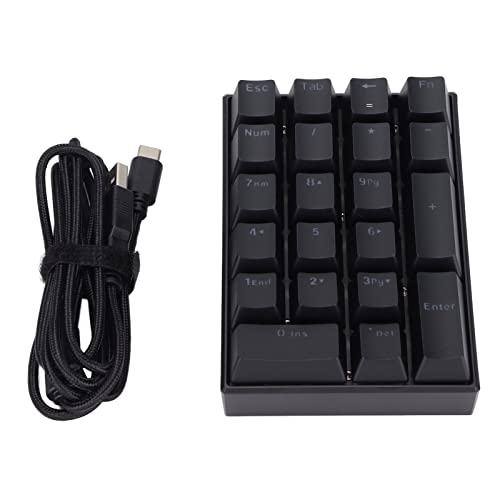 Heayzoki Numerische Tastatur, Kabelgebundene Tastatur Abgestufte Tastenkappe Fadeless Durable Backlit 21 Tasten LED Mechanische Tastatur Für WIN2000/XP/VISTA/WIN7/WIN8/WIN10(Grüner Schaft) von Heayzoki