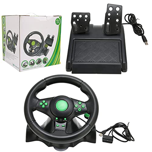 Heayzoki PC-Lenkrad, Rennrad-Spiel Xbox One-Lenkrad 180-Grad-Autorennen, das USB-Vibrationsrad mit Pedal für Rennspiel Xbox 360/Ps3/Ps2/PC Fährt, Hohe Reaktion, Vibrations-Feedback von Heayzoki