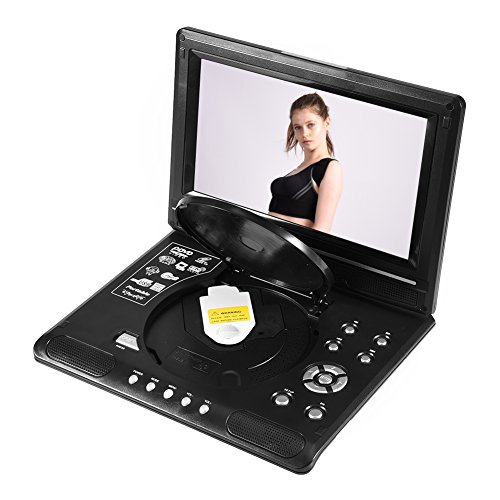 Heayzoki Tragbarer DVD-Player, drehbarer 9-Zoll-tragbarer LCD-Breitbild-DVD-Video-Player FM-Radiospiel SD USB AV-CD-VCD, Unterstützungsspielfunktion, FM-Radiofunktion, integrierte Dolby(Mich) von Heayzoki