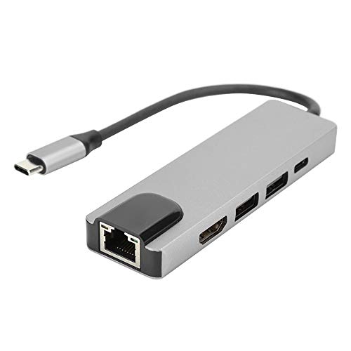 Heayzoki USB-C-Hub-zu-HDMI-Adapter, 5-in-1-USB-C-Hub-zu-HDMI-Adapter 4K Typ-C-zu-Gigabit-Ethernet-RJ45-Erweiterungsport von Heayzoki