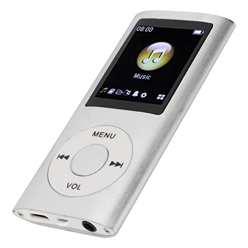 MP4 Player, MP3 Player, Tragbarer Musik Player, Verlustfreier Sound, Schlanker 1,8 Zoll LCD Bildschirm, Unterstützt Bis zu 64 GB Speicher SD Karte (Silber) von Heayzoki