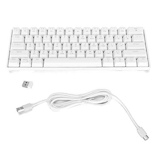 Mechanische Tastatur,HXSJ Gaming-Tastatur 61 Tasten RGB-Hintergrundbeleuchtung Tragbar DREI Modi Kabellose Ergonomische Kabellose/USB-Kabelgebundene Mechanische Tastatur für Heimbüro(Weiß) von Heayzoki