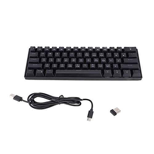 Mechanische Tastatur,HXSJ Gaming-Tastatur 61 Tasten RGB-Hintergrundbeleuchtung Tragbar Drei Modi Kabellose Ergonomische Kabellose/USB-Kabelgebundene Mechanische Tastatur für Heimbüro(Schwarz) von Heayzoki