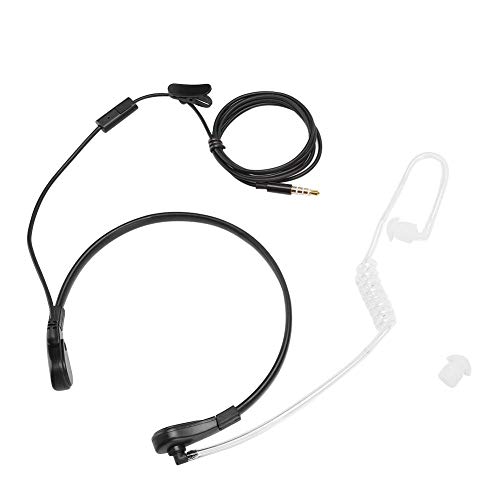 Throat Mic Microphone Covert Akustikrohr Ohrhörer Headset, 3,5 mm Strahlenschutz Throat Mic Mikrofon Kopfhörer PTT Einstellbare verdeckte Luftleitung für Smartphone von Heayzoki