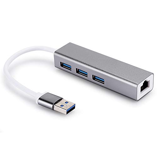 USB 3.0 Hub,USB auf RJ45 Adapter,Kabelgebundene Netzwerkkarte aus Aluminiumlegierung 100M USB + 3.0 HUB Adapter USB AufRJ45,mit LED-Anzeige,Unterstützung für Windows 7/8/10, für OS/10 von Heayzoki