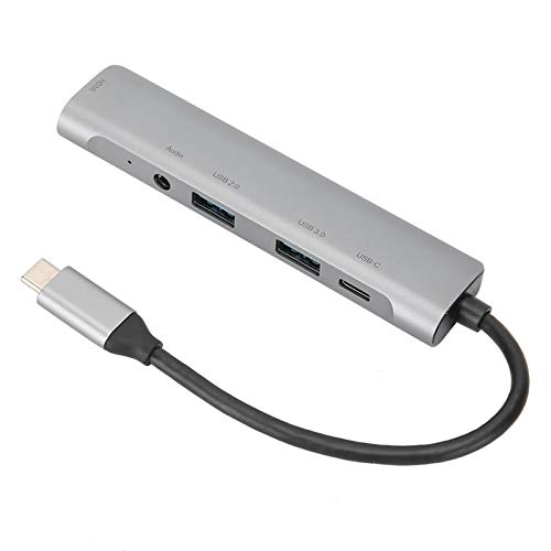 USB-C-Dockingstation, Typ-C zu Hdmi USB 3.0-Hub 5-in-1-Typ-C-Dockingstation Hdmi-Adapter mit Audio 4K HD-Konverter für Dell/HP Laptop von Heayzoki