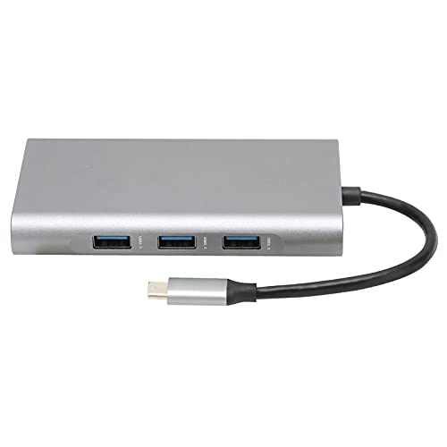 USB HUB Adapter,Docking Hub 10 in 1 Typ-C zu High-Definition Multimedia Interface USB PD Erweiterungsdock Zur Datenübertragung,Unterstützung von 10/100/1000 Mbit/s,Stabile Datengeschwindigkeit von Heayzoki