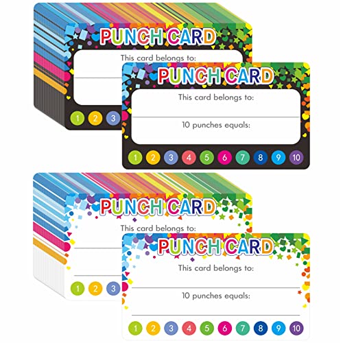 102 PCS Punch Cards, Incentive Reward Card Student Awards Treuekarten für Unternehmen, Klassenzimmer, Kinderverhalten, Schüler, Lehrer, 3.5" x 2", 2 Stile von Hebayy