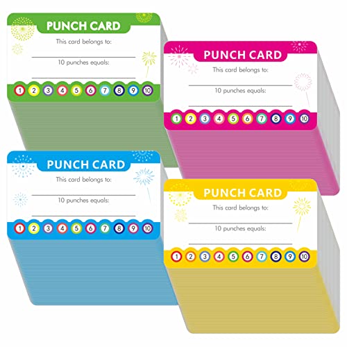 102 Stück Stanzkarten, Anreiz-Belohnungskarte, Studentenauszeichnungen, Treuekarten für Business, Klassenzimmer, Kinderverhalten, Studenten, Lehrer, 8,9 x 5,1 cm, 4 Stile von Hebayy