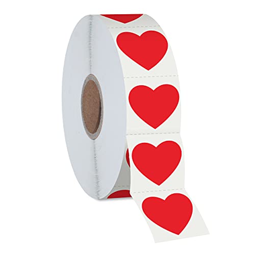 1200 Stück rote Herz-Aufkleber mit Perforationslinie auf Rolle, Verwendung für Valentinstag, Preislisten, Blutspenden, Arztpraxen, Lehrer und Klassenzimmer, Lesezeichen (2.5 cm Durchmesser) von Hebayy