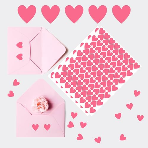 1274 STK. Rosa herzförmige Aufkleber, selbstklebende Farbcodierungs-Aufkleber Liebe Dekorative Etiketten für Valentinstag, Feiertage, Geschenke, Hochzeiten, Jubiläen (2.5cm je, 13 Blätter) von Hebayy