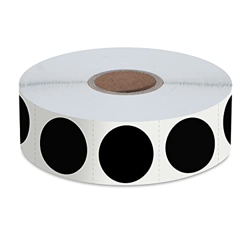 1500 Stk. Schwarz Runde Inventaraufkleber/Etiketten mit Perforationslinie auf einer Rolle zur farblichen Kodierung (jeweils 2,5 cm Durchmesser) von Hebayy