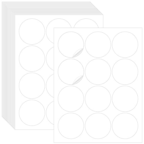 300 Blanko-Rundetiketten, 6.3cm wasser-/öl-/reißfeste Blanko-Aufkleber, rückstandsfrei entfernbar für Organisationsprojekte, Aufbewahrungsbehälter (21.6cm x 28cm, Weiß) von Hebayy