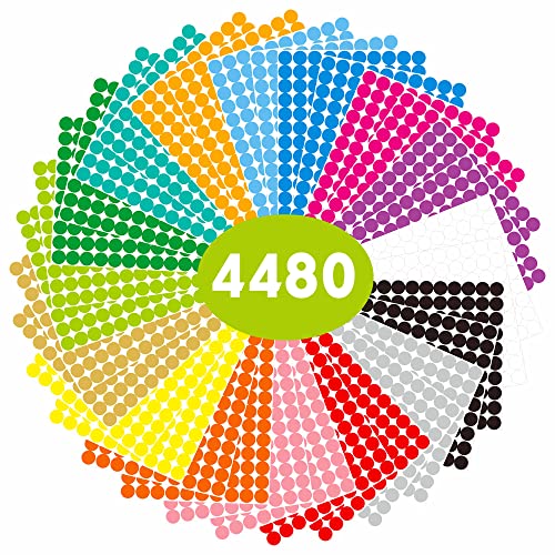 4480 Stück; jeweils 1,9 cm Durchmesser; rund; mit Kreisen gepunktet; Aufkleber/Etiketten; Riesenpackung; sortiert in 16 Farben; von Hebayy