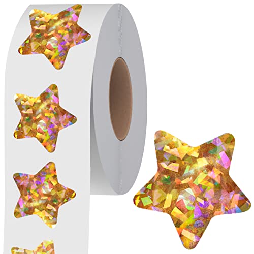 500 Gold Sterne Aufkleber, Selbstklebende Metallic Glitter Folie Aufkleber Reflektierende Stern Aufkleber Belohnung Verhalten Chart Etiketten für Kinder Studenten Lehrer Supplies (Jeder misst 3.8cm) von Hebayy