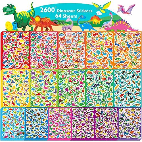 Über 2600 Incentive-Aufkleber, 64 Blätter entzückende Dinosaurier, über 600 Cartoon-Designs, motivierende Aufkleber für Lehrer, Klassenzimmer, Kinder, Ermutigungsetiketten von Hebayy