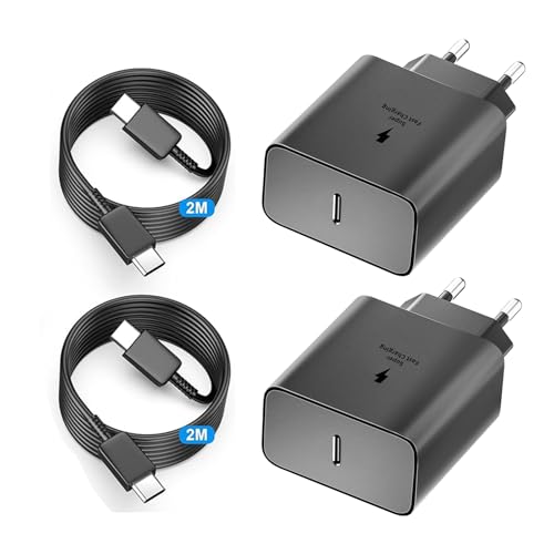 2er-Pack 45 W USB C Ladegerät Sumsamg Schnellladegerät mit 2 m Kabel für Samsung Galaxy S25 S24 S23 S23+ /S23 Ultra /S22/S21/S20/Note20/A73/A53/S10 Typ C Stecker Ladegerät Adapter von Heboen