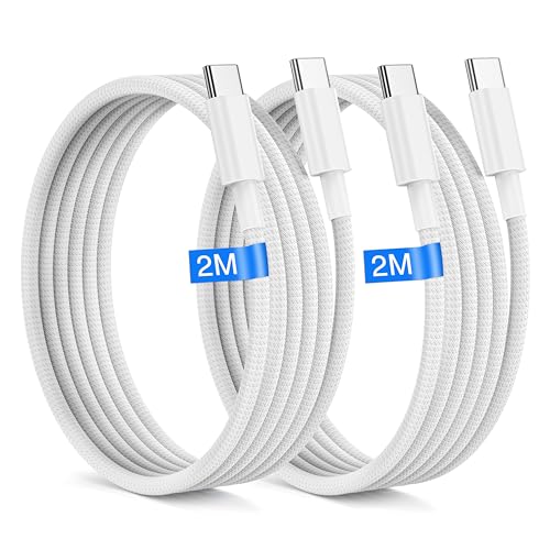 USB C auf USB C Kabel [2Stück 2M] 60W iPhone 15 16 Ladekabel USB Typ C Ladekabel usb c kabel Nylon Datenkabel für Apple iPhone 16 15 Pro Max Samsung Galaxy S24 S23 iPad Pro Sony MacBook Pro/Air Pixel von Heboen