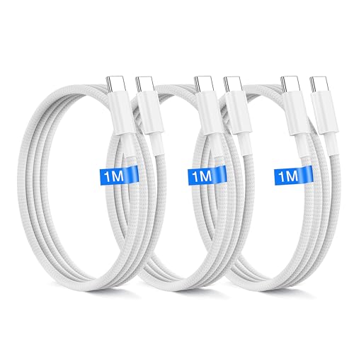 USB C auf USB C Kabel [3Stück 1M] 60W iPhone 15 16 Ladekabel USB Typ C Ladekabel usb c kabel Nylon Datenkabel für Apple iPhone 16 15 Pro Max Samsung Galaxy S24 S23 iPad Pro Sony MacBook Pro/Air Pixel von Heboen