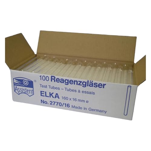 Hecht AR-Glas ELKA Reagenzgläser, Runder Boden, Gebördelter Rand, Transparent, 0.8mm Wandstärke, 30mm Durchmesser, 200mm Länge, 50 Stück Hecht AR-Glas ELKA Reagenzgläser, Runder Boden, Gebördelter Rand, Transparent, 0.8mm Wandstärke, 30mm Durchmesser, 200mm Länge, 50 Stück von Hecht