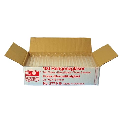 Hecht FIOLAX Borosilikatglas Reagenzgläser, Runder Boden, Gebördelter Rand, Transparent, 0.55mm Wandstärke, 18mm Durchmesser, 180mm Länge, 100 Stück Hecht FIOLAX Borosilikatglas Reagenzgläser, Runder Boden, Gebördelter Rand, Transparent, 0.55mm Wandstärke, 18mm Durchmesser, 180mm Länge, 100 Stück von Hecht