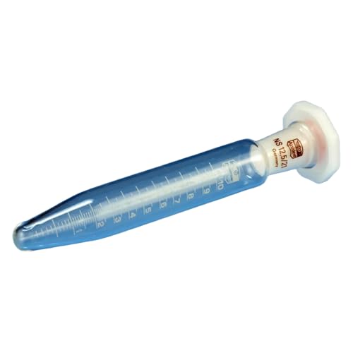 Hecht Zentrifugengläser mit Polyethylen NS-Stopfen, Konisch, Graduiert, Transparent, 10ml Kapazität, 115mm x 17mm, 5 Stück von Hecht