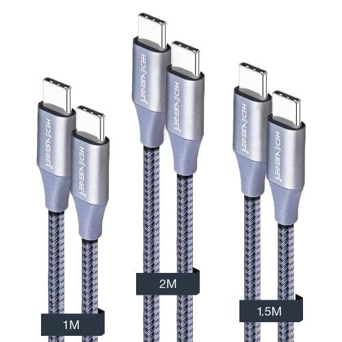 Heden Seger USB-IF zertifiziertes Gen 2 10 Gbit/s USB C auf USB C Kabel Schnellladung 1 m 1,5 m 2 m 3er-Pack (USB C Monitorkabel, 100 W USB C Kabel, Schnellladung) mit 8K Video und 100 W von Heden Seger