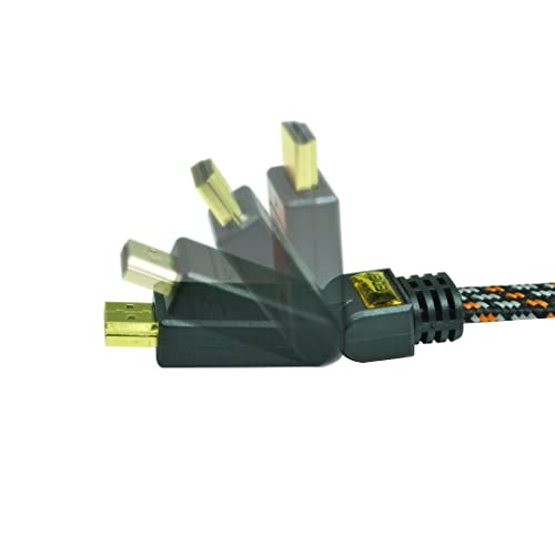 HDMI-Kabel, 1,4 m/m, Goldstecker 2 m, Nylon, geflochten, Ehternet 1 Seite 90 °C, 1 Seite neigbar, verkauft in Jumper-Modus von Heden