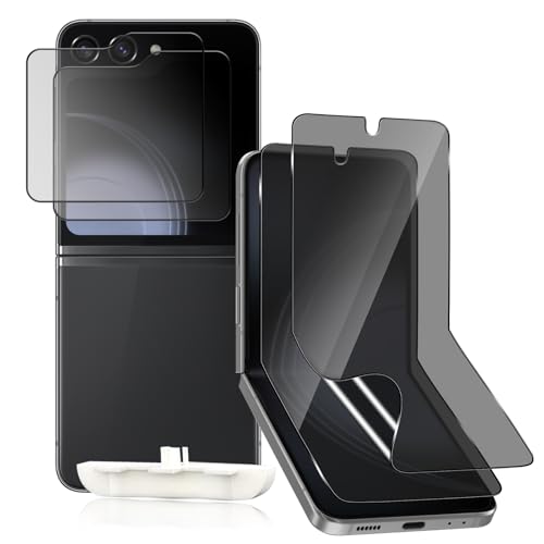 HeeYeal [2 + 2 Stück Privacy Schutzfolie für Samsung Galaxy Z Flip 6 5G, Anti-Kratzer Panzer Schutz Glas + Soft TPU Displayschutzfolie, mit Positionierhilfe Sichtschutzfolie für Galaxy Z Flip 6 5G HeeYeal [2 + 2 Stück Privacy Schutzfolie für Samsung Galaxy Z Flip 6 5G, Anti-Kratzer Panzer Schutz Glas + Soft TPU Displayschutzfolie, mit Positionierhilfe Sichtschutzfolie für Galaxy Z Flip 6 5G von HeeYeal