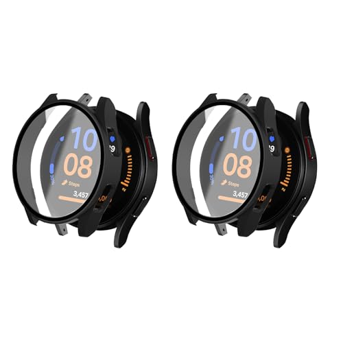 HeeYeal [2-Stück Hülle Kompatibel mit Samsung Galaxy Watch FE 40mm, Harter PC Hülle mit Glasfolie Schutzfolie, Abdeckung Ultradünne Kratzfest Schutzhülle für Galaxy Watch FE 40mm - Schwarz+Schwarz HeeYeal [2-Stück Hülle Kompatibel mit Samsung Galaxy Watch FE 40mm, Harter PC Hülle mit Glasfolie Schutzfolie, Abdeckung Ultradünne Kratzfest Schutzhülle für Galaxy Watch FE 40mm - Schwarz+Schwarz von HeeYeal