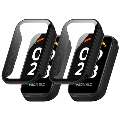 HeeYeal 2-Stück Hülle Kompatibel mit Xiaomi Smart Band 8 Active/Redmi Smart Band 2/Amazfit Band 7, Harter PC Hülle mit Glasfolie Schutzfolie, Schutzhülle für Xiaomi Mi Band 8 Active - Schwarz+Schwarz HeeYeal 2-Stück Hülle Kompatibel mit Xiaomi Smart Band 8 Active/Redmi Smart Band 2/Amazfit Band 7, Harter PC Hülle mit Glasfolie Schutzfolie, Schutzhülle für Xiaomi Mi Band 8 Active - Schwarz+Schwarz von HeeYeal