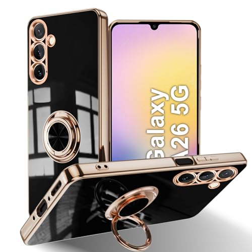 HeeYeal Hülle für Samsung Galaxy A26 5G, Galvanik Mit 360 ° Verdrehbare Ring, Silikon TPU kameraschutz Handyhülle, für Magnetischen Autohalterungen Schutzhülle für Samsung Galaxy A26 5G - Schwarz HeeYeal Hülle für Samsung Galaxy A26 5G, Galvanik Mit 360 ° Verdrehbare Ring, Silikon TPU kameraschutz Handyhülle, für Magnetischen Autohalterungen Schutzhülle für Samsung Galaxy A26 5G - Schwarz von HeeYeal