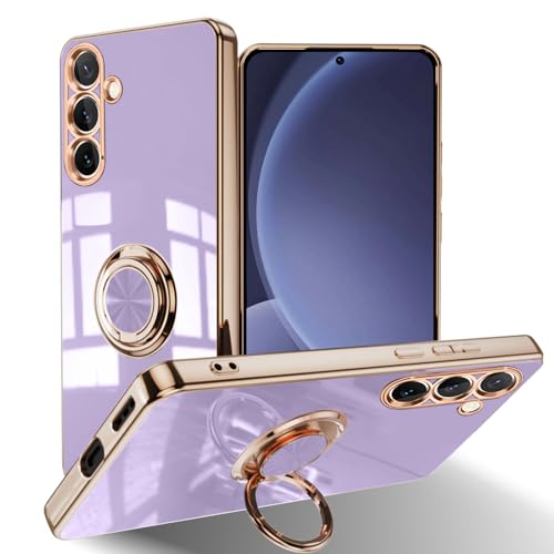 HeeYeal Hülle für Samsung Galaxy S25+ (S25 Plus) 5G, Mit 360 ° Verdrehbare Ring, Silikon kameraschutz Handyhülle, für Magnetischen Autohalterungen Schutzhülle für Samsung Galaxy S25+ 5G - Lila von HeeYeal
