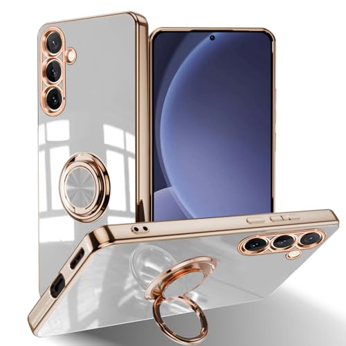 HeeYeal Hülle für Samsung Galaxy S25+ (S25 Plus) 5G, Mit 360 ° Verdrehbare Ring, Silikon kameraschutz Handyhülle, für Magnetischen Autohalterungen Schutzhülle für Samsung Galaxy S25+ 5G - Weiß von HeeYeal