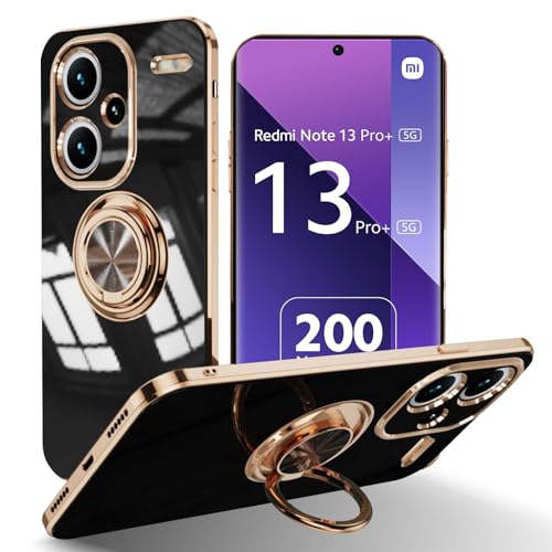 HeeYeal Hülle für Xiaomi Redmi Note 13 Pro+ 5G/Note 13 Pro Plus 5G, Galvanik Mit 360 ° Verdrehbare Ring, Silikon TPU kameraschutz Handyhülle, für Magnetischen Autohalterungen Schutzhülle - Schwarz HeeYeal Hülle für Xiaomi Redmi Note 13 Pro+ 5G/Note 13 Pro Plus 5G, Galvanik Mit 360 ° Verdrehbare Ring, Silikon TPU kameraschutz Handyhülle, für Magnetischen Autohalterungen Schutzhülle - Schwarz von HeeYeal
