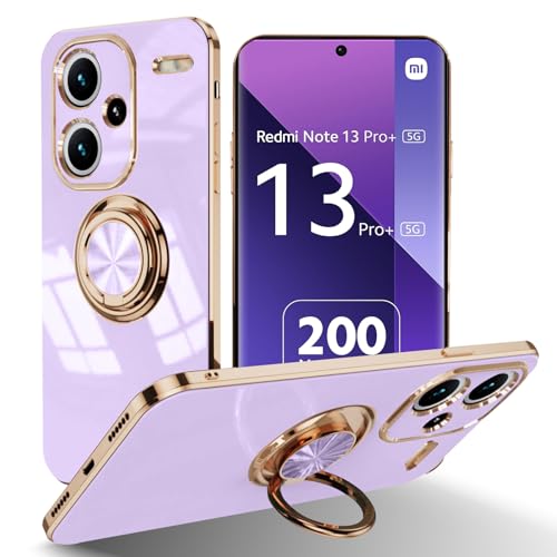 HeeYeal Hülle für Xiaomi Redmi Note 13 Pro+ 5G/Redmi Note 13 Pro Plus 5G, Galvanik Mit 360 ° Verdrehbare Ring, Silikon TPU kameraschutz Handyhülle, für Magnetischen Autohalterungen Schutzhülle - Lila HeeYeal Hülle für Xiaomi Redmi Note 13 Pro+ 5G/Redmi Note 13 Pro Plus 5G, Galvanik Mit 360 ° Verdrehbare Ring, Silikon TPU kameraschutz Handyhülle, für Magnetischen Autohalterungen Schutzhülle - Lila von HeeYeal