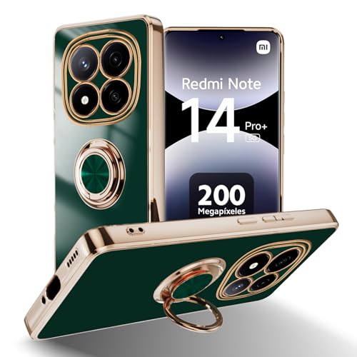HeeYeal Hülle für Xiaomi Redmi Note 14 Pro+ 5G, Galvanik Mit 360 ° Verdrehbare Ring, Silikon TPU kameraschutz Handyhülle, für Magnetischen Schutzhülle für Xiaomi Redmi Note 14 Pro+ 5G - Grün HeeYeal Hülle für Xiaomi Redmi Note 14 Pro+ 5G, Galvanik Mit 360 ° Verdrehbare Ring, Silikon TPU kameraschutz Handyhülle, für Magnetischen Schutzhülle für Xiaomi Redmi Note 14 Pro+ 5G - Grün von HeeYeal
