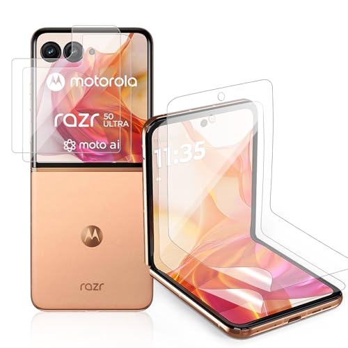 HeeYeal Panzer Schutz Glas Schutzfolie + Soft TPU Folie Kompatible mit Motorola Razr 50 5G, [2 + 2 Stück] HD Klar, Bruchsicher Anti-Kratzer, Displayschutzfolie für Motorola Razr 50 5G von HeeYeal