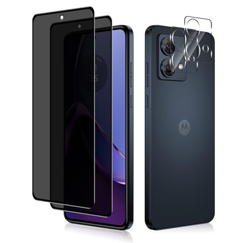 HeeYeal Privacy Schutzfolie + Kameraschutz Kompatible mit Motorola Moto G84 5G, Panzer Schutz Glas Anti-Spy Folie, [2 + 2 Stück] 9H Härte Anti-Spähen Sichtschutzfolie für Motorola Moto G84 5G von HeeYeal