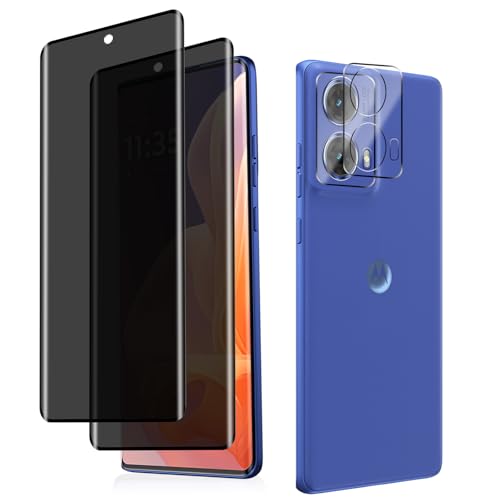 HeeYeal Privacy Schutzfolie + Kameraschutz Kompatible mit Motorola Moto G85 5G, [2 + 2 Stück] Panzer Schutz Glas Anti-Spy Folie, 9H Härte Anti-Spähen Sichtschutzfolie für Motorola Moto G85 5G von HeeYeal