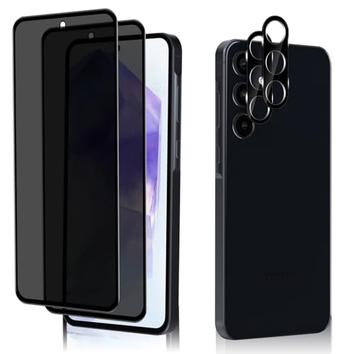 HeeYeal Privacy Schutzfolie + Kameraschutz Kompatible mit Samsung Galaxy A55 5G, Panzer Schutz Glas Anti-Spy Folie, [2 + 2 Stück] 9H Härte Anti-Spähen Sichtschutzfolie für Samsung Galaxy A55 5G von HeeYeal