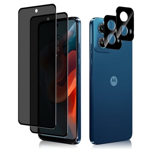 HeeYeal Privacy Schutzfolie + Kameraschutz für Motorola Moto G34 5G, Panzer Schutz Glas Anti-Spy Folie, [2 + 2 Stück] 9H Härte Anti-Spähen Sichtschutzfolie für Motorola Moto G34 5G von HeeYeal