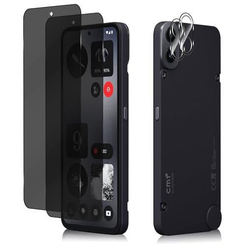 HeeYeal Privacy Schutzfolie + Kameraschutz für Nothing CMF Phone 1 5G, Panzer Schutz Glas Anti-Spy Folie, [2 + 2 Stück] 9H Härte Anti-Spähen Sichtschutzfolie für Nothing CMF Phone 1 5G von HeeYeal
