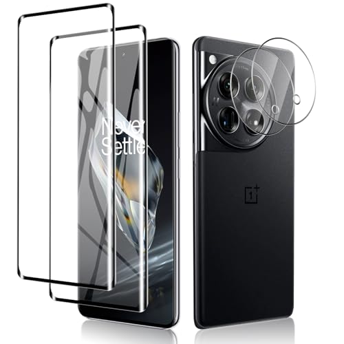 HeeYeal Schutzfolie + Kameraschutz Kompatible mit OnePlus 12 5G, HD Displayschutz, [2 + 2 Stück] 9H Härte Bruchsicher Anti-Kratzer, HD-Klar Panzer Schutz Glas für OnePlus 12 5G von HeeYeal