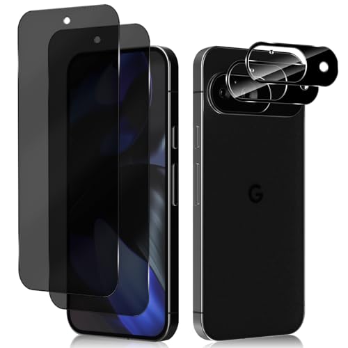 HeeYeal Sichtschutz für Google Pixel 9 5G Privacy Schutzfolie, [2 + 2 Stück] 9H Anti Spähen Panzerglasfolie + Kameraschutz, Anti-Spy Displayschutzfolie für Google Pixel 9 5G von HeeYeal