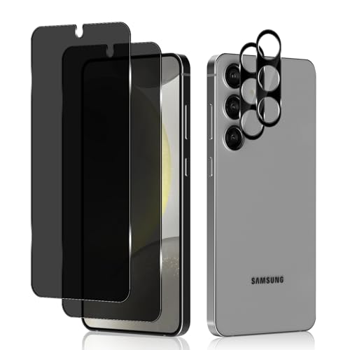 HeeYeal Sichtschutz für Samsung Galaxy S24 5G Privacy Schutzfolie, [2 + 2 Stück] 9H Anti Spähen Panzerglasfolie + Kameraschutz, Anti-Spy Displayschutzfolie für Samsung Galaxy S24 5G von HeeYeal
